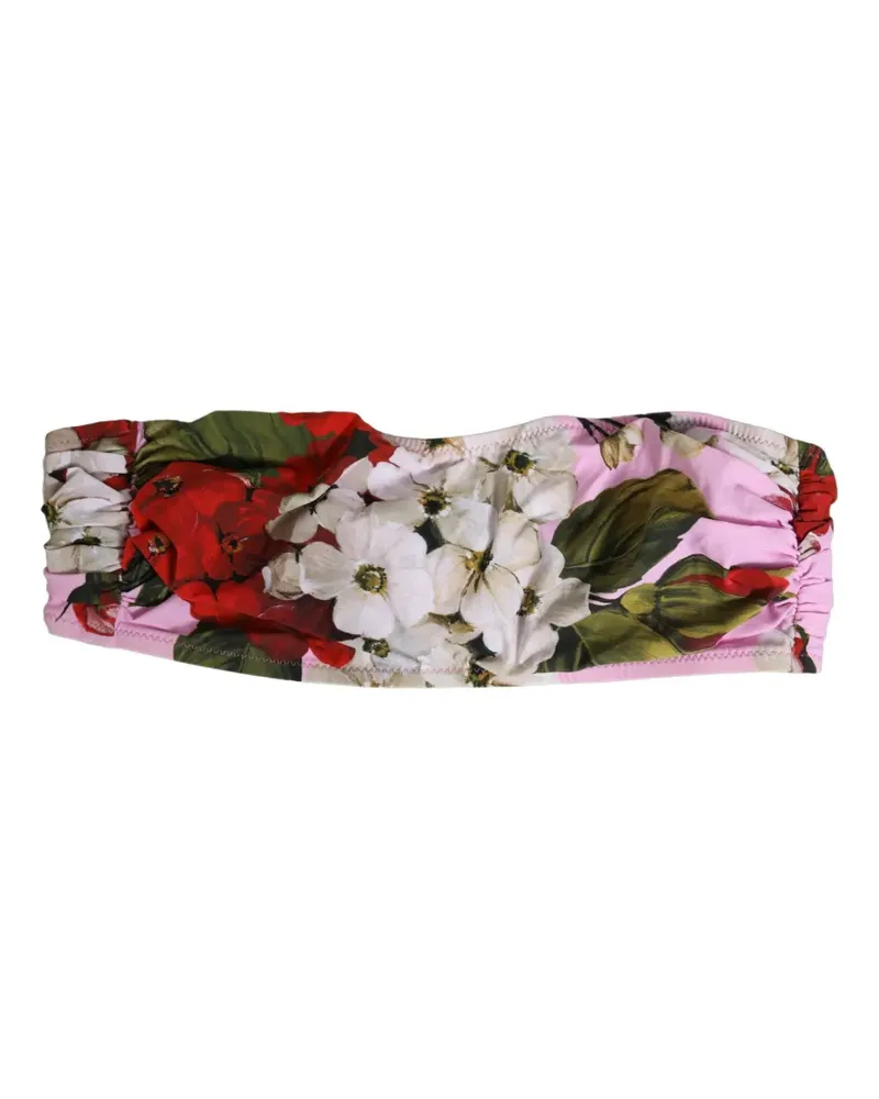 Dolce & Gabbana pink floral-print bandeau bikini top - Rosa Rosa