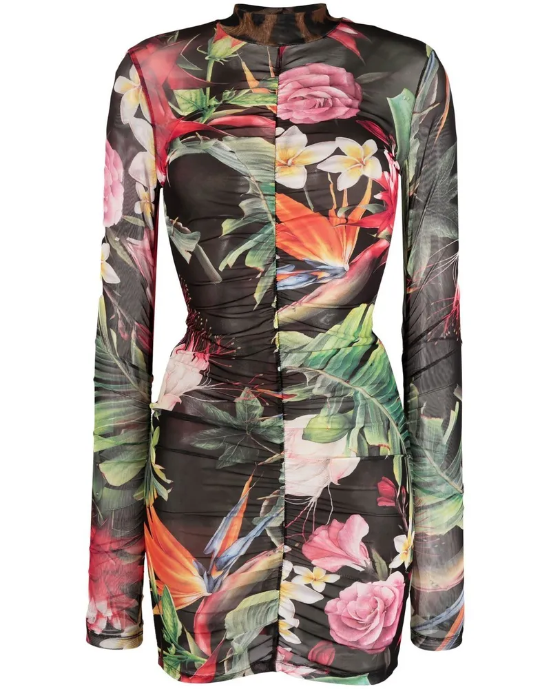 Philipp Plein Minikleid mit Blumen-Print - Schwarz Schwarz