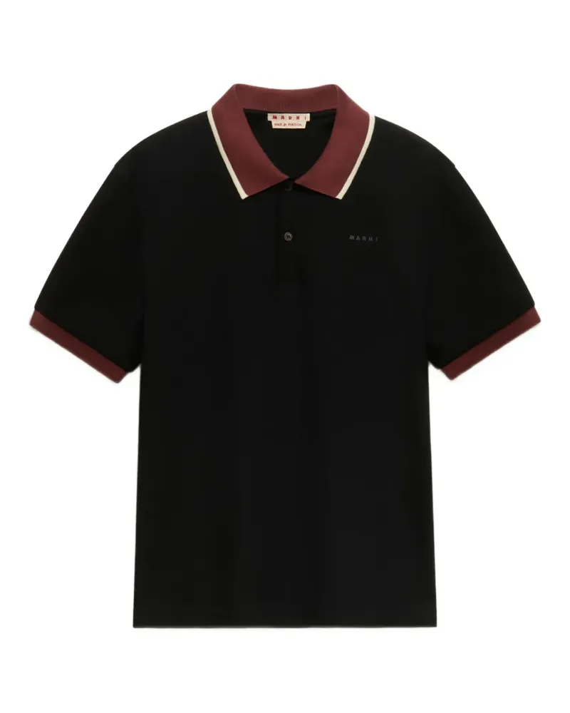 Marni logo-print polo shirt - Schwarz Schwarz