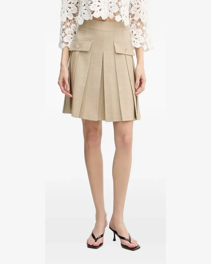 Mos Mosh MMRuni Flair pleated-flap mini skirt - Nude Nude