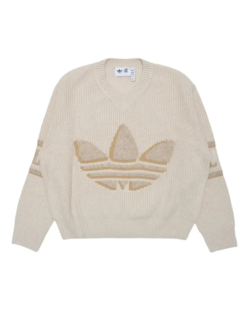 adidas x CLOT by Edison Chen V-neck logo knitwear - Nude Nude