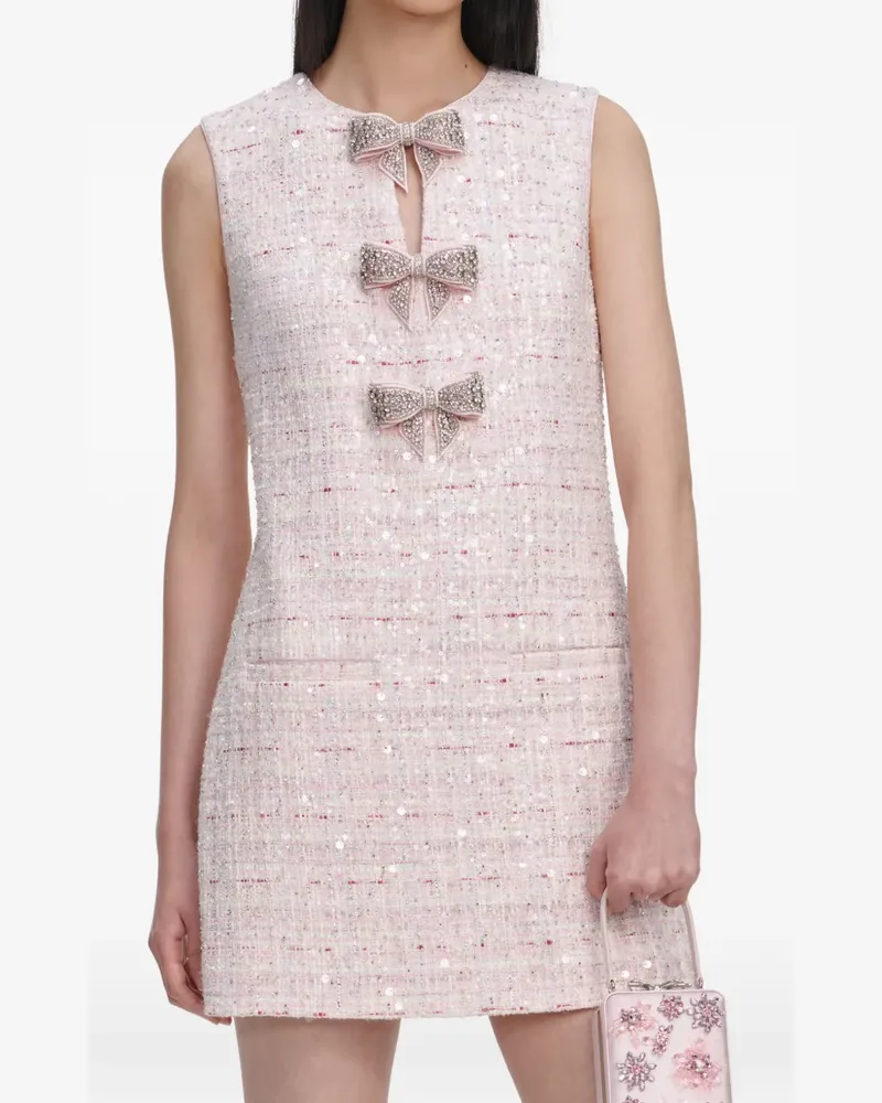 Self-Portrait Verziertes Minikleid mit Schleife - Rosa Rosa