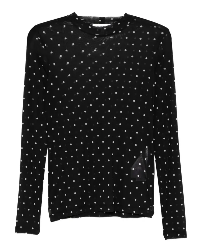 Kitsuné Top mit Polka Dots - Schwarz Schwarz