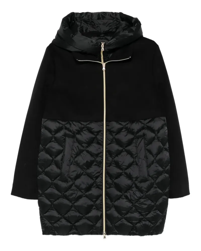 MARELLA Amore quilted-panel hooded coat - Schwarz Schwarz