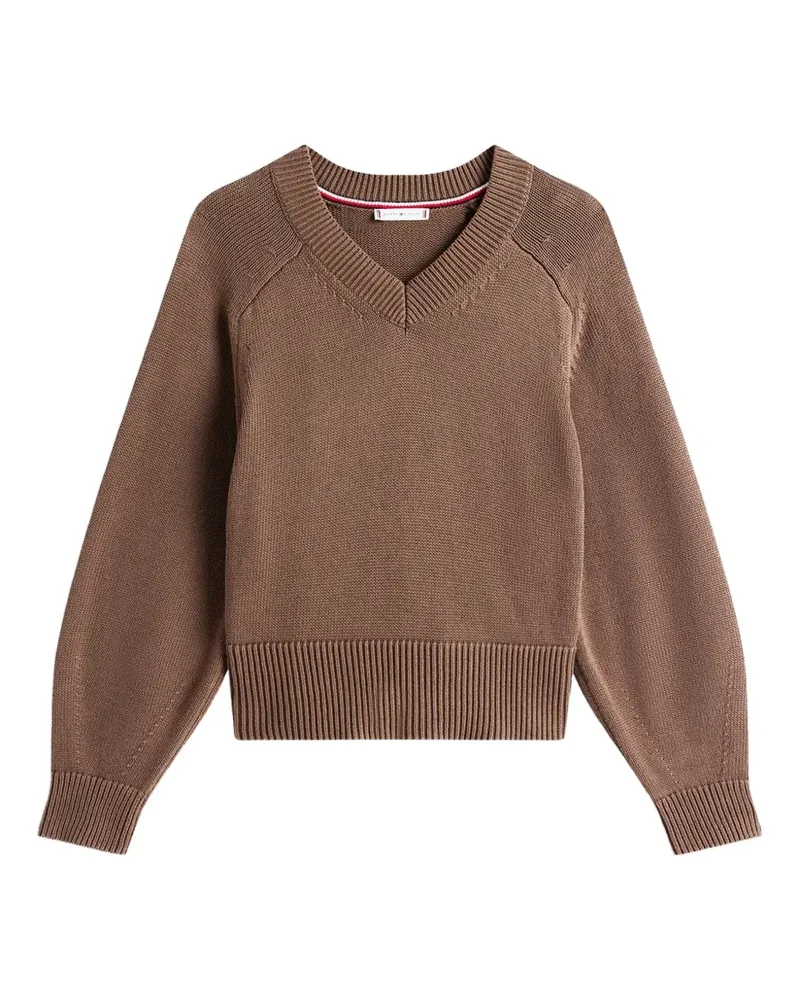 Tommy Hilfiger Pullover mit V-Ausschnitt - Braun Braun