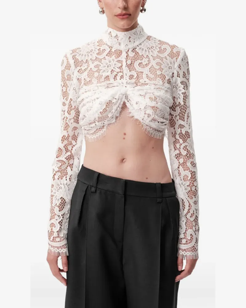CONCEPTO Mist lace long-sleeved cropped blouse - Weiß Weiß