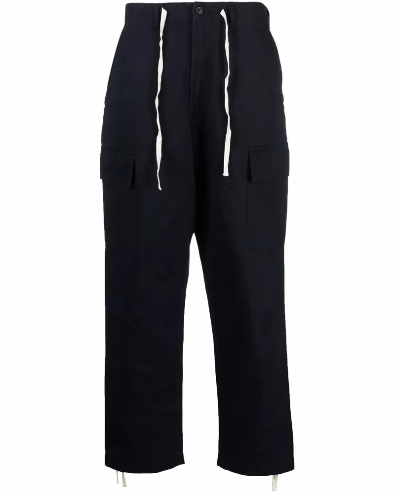 Universal Works Gerade Hose mit Kordelzug - Blau Blau