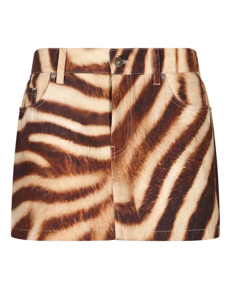 7 for all mankind zebra-print mini skirt - Nude Nude