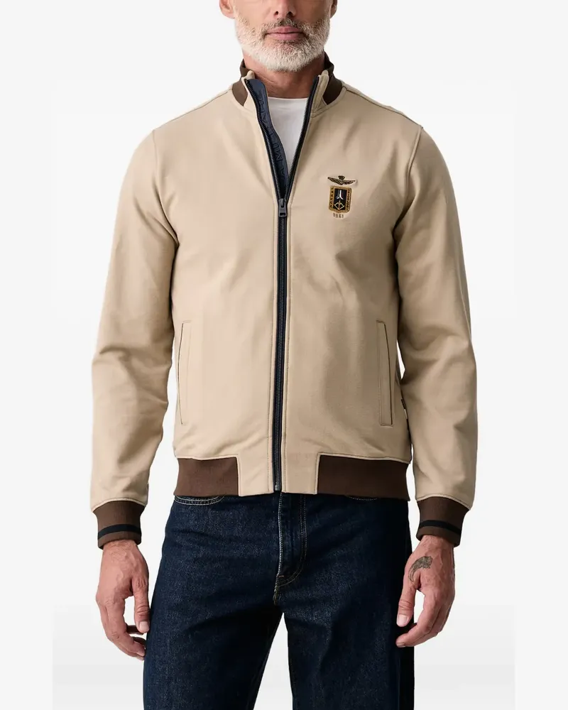 Aeronautica Militare logo-detail zip-up sweatshirt - Nude Nude