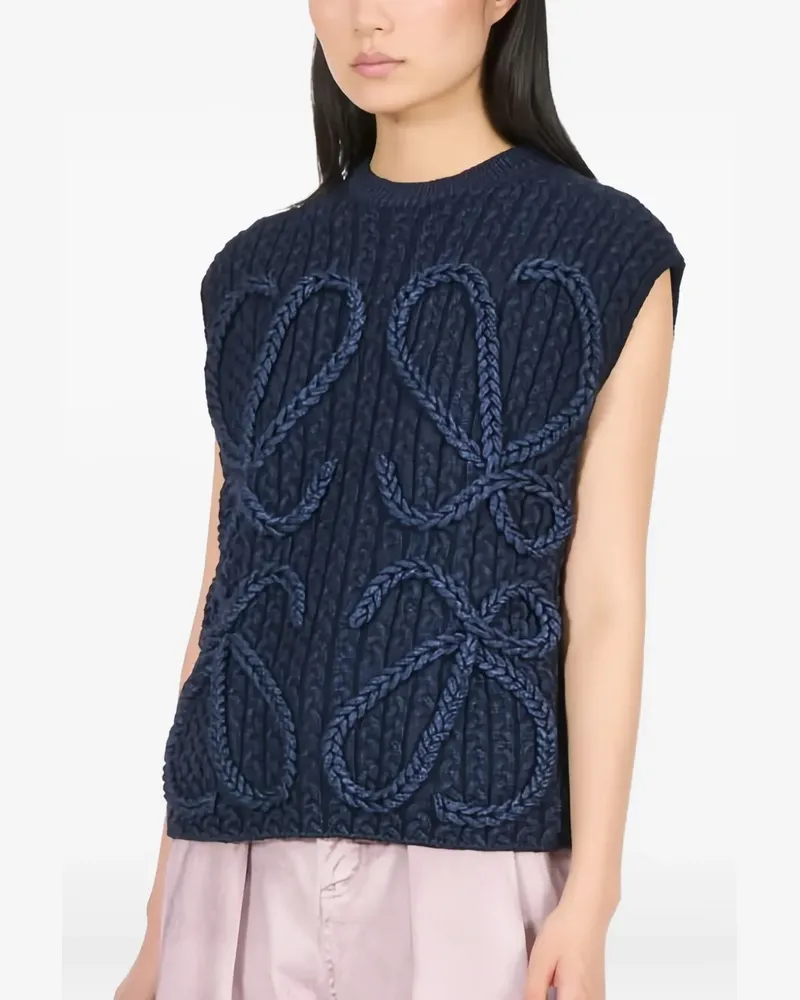 Loewe Pullunder mit Zopfmuster - Blau Blau