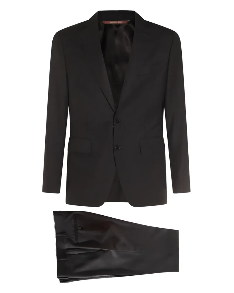 Canali Anzug mit Logo-Patch - Schwarz Schwarz