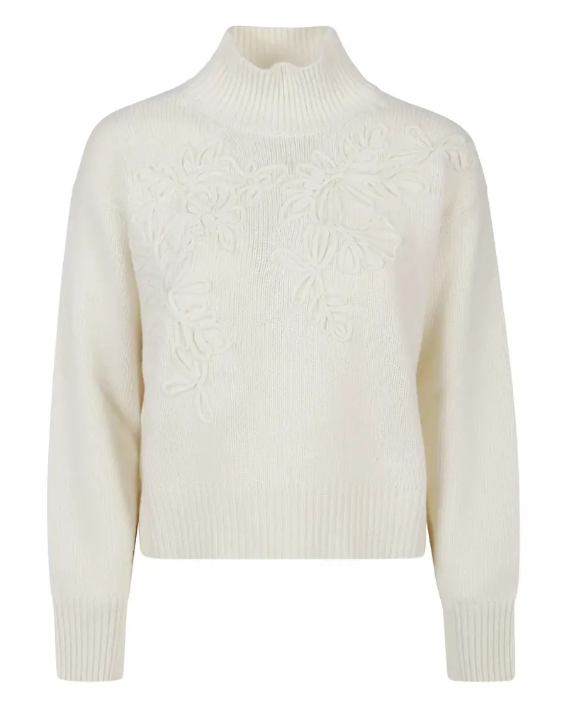 Ermanno Scervino floral-embroidered high-neck sweater - Nude Nude