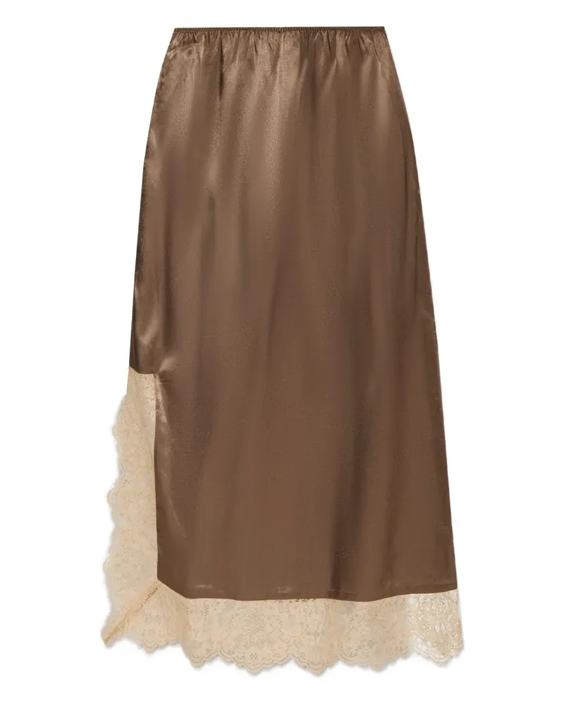 MUNTHE Ravn lace-trim midi skirt - Braun Braun