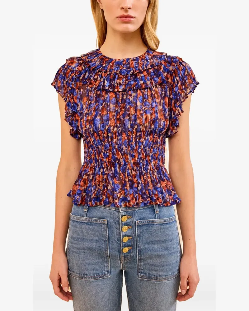 Ulla Johnson Athene ruffled silk top - Blau Blau