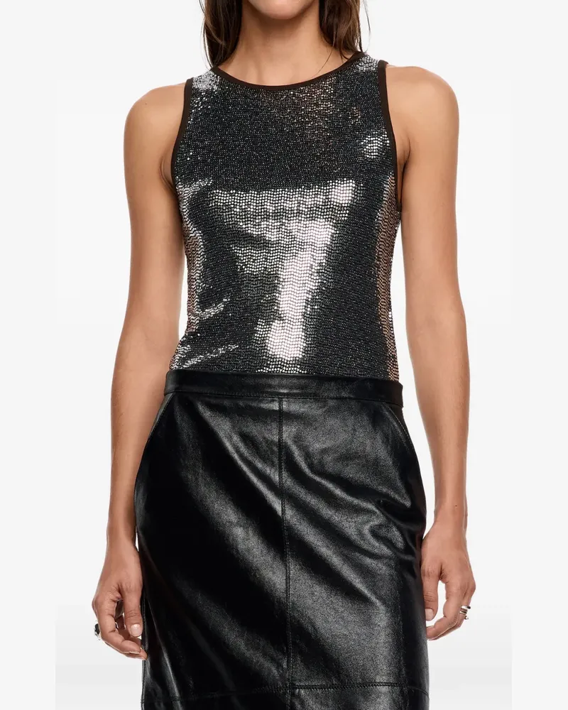 BIMBA Y LOLA Top mit Pailletten - Silber Silber