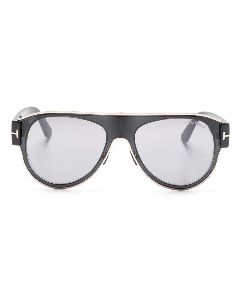 Tom Ford Pilotenbrille mit Logo-Schild - Schwarz Schwarz