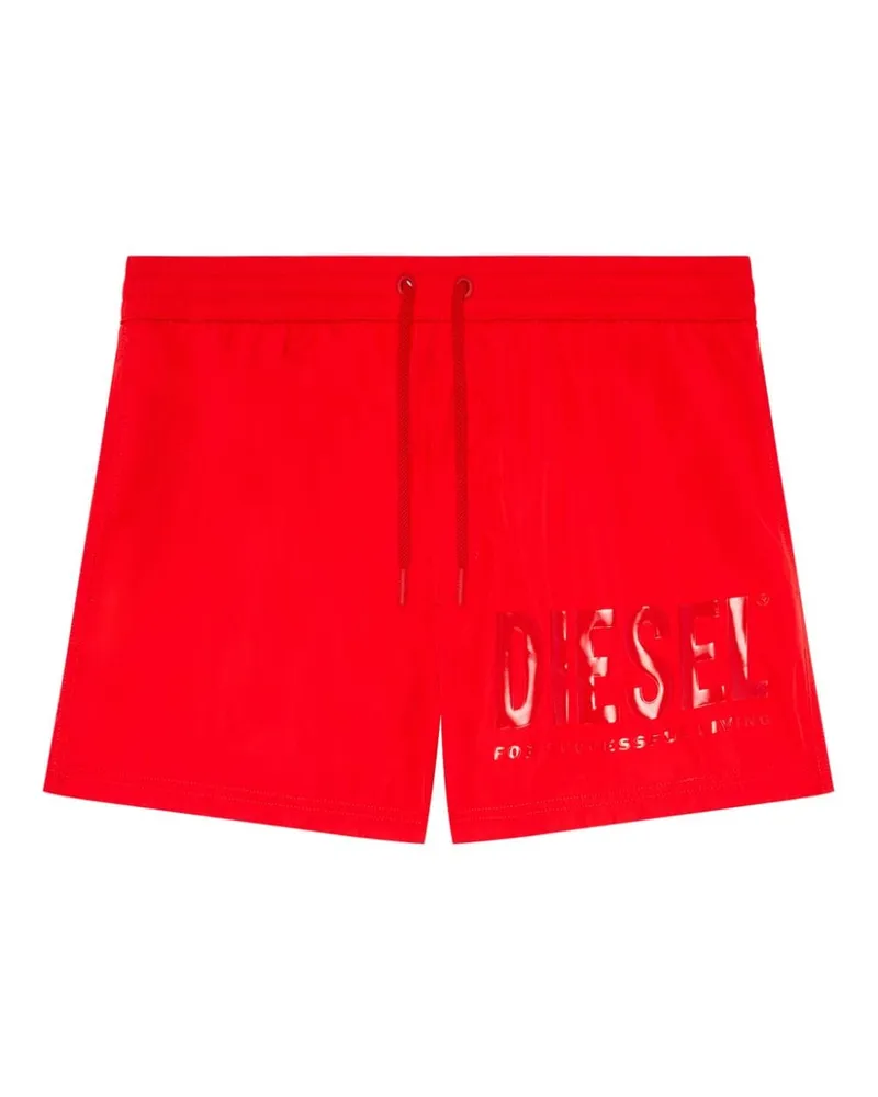 Diesel Badeshorts mit Logo-Print Rot