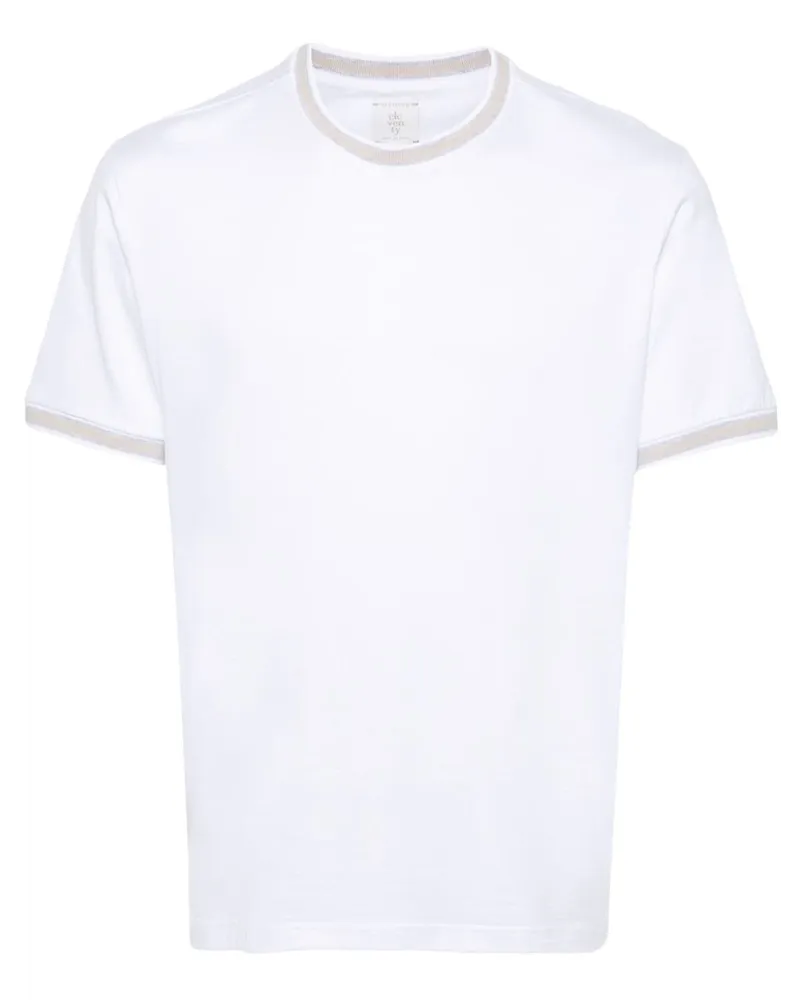 Eleventy T-Shirt mit gestreiftem Rand - Weiß Weiß