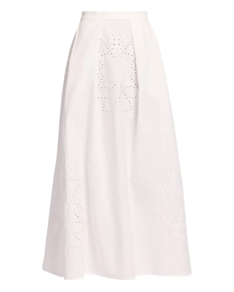 Elie Saab monogram-embroidered skirt - Nude Nude