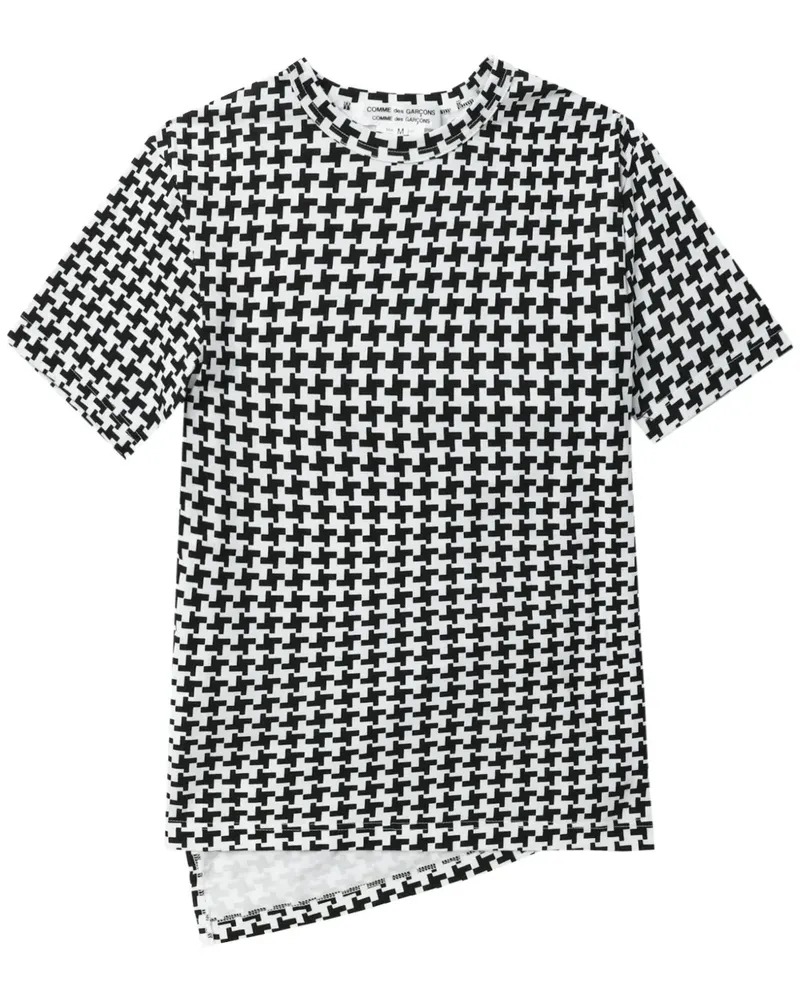 Comme des Garçons T-Shirt mit Hahnentrittmuster - Weiß Weiß