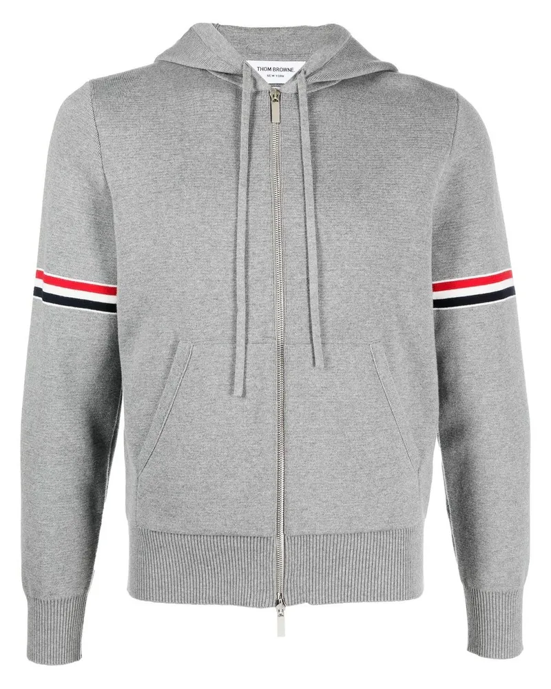 Thom Browne Gestreifte Kapuzenjacke - Grau Grau
