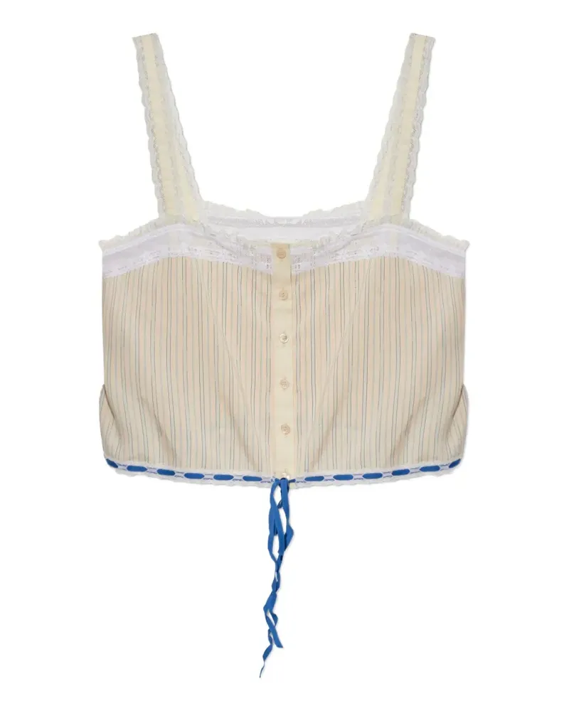 Chloé lace-insert striped tank top - Nude Nude