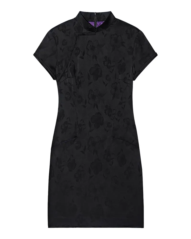 Shanghai Tang Qipao floral-jacquard mini dress - Schwarz Schwarz