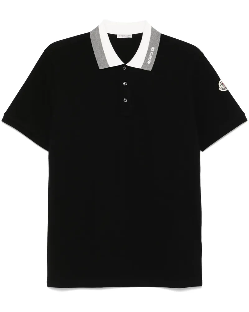 Moncler Poloshirt mit Logo-Stickerei - Schwarz Schwarz