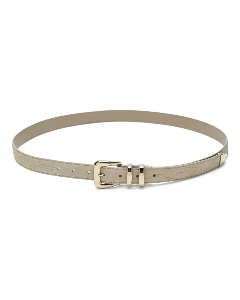 Brunello Cucinelli crocodile-effect leather belt - Nude Nude