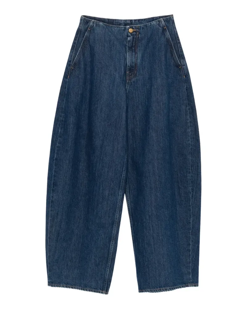 Jil Sander Leichte Jeans mit lockerem Schnitt, weitem Bein und geprägtem  Logo - Blau Blau