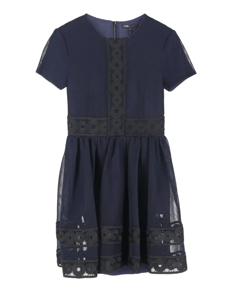 Maje Rundhals-Minikleid mit Spitzenbesatz - Blau Blau
