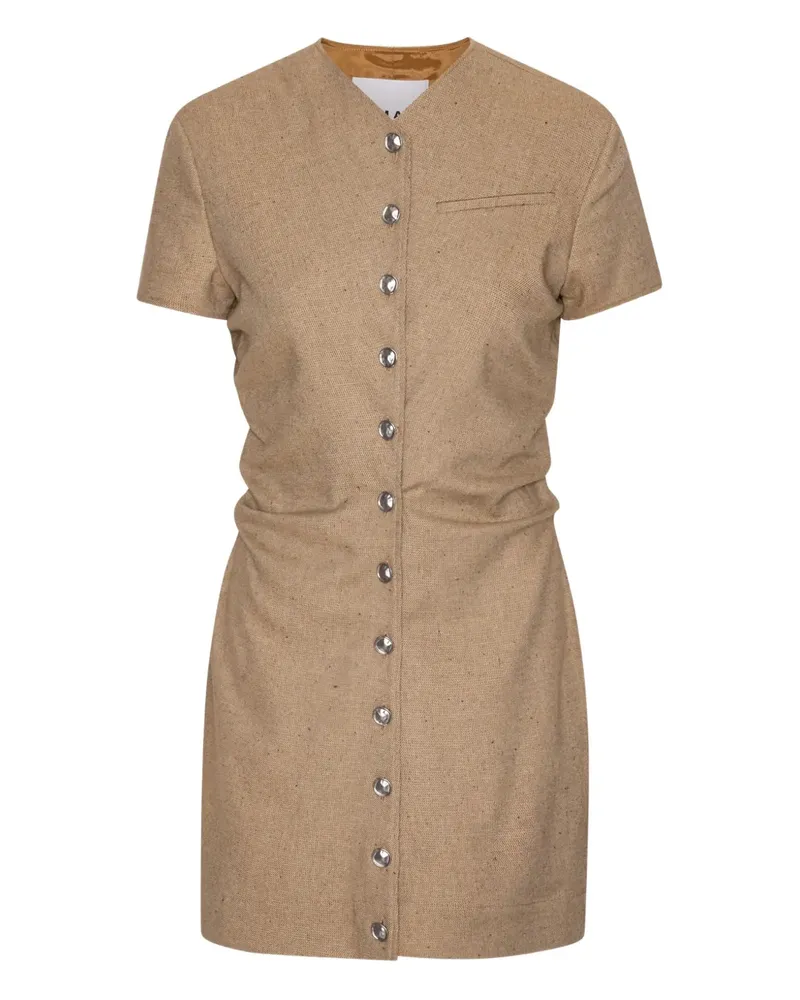 REMAIN Gerafftes Kleid mit Knöpfen - Braun Braun