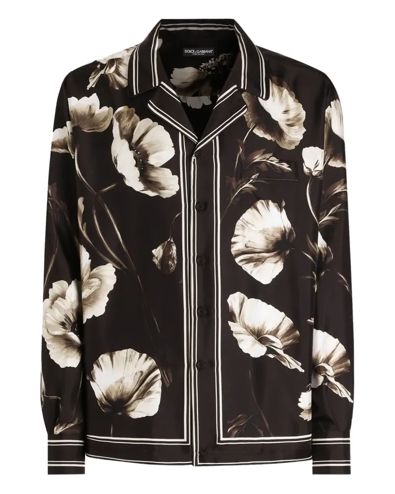 Dolce & Gabbana Hemd mit Mohn-Print - Braun Braun