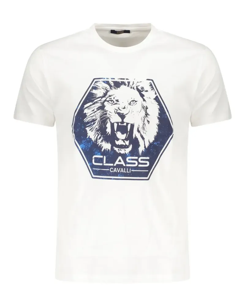 Roberto Cavalli T-Shirt mit Löwenkopf-Print - Weiß Weiß