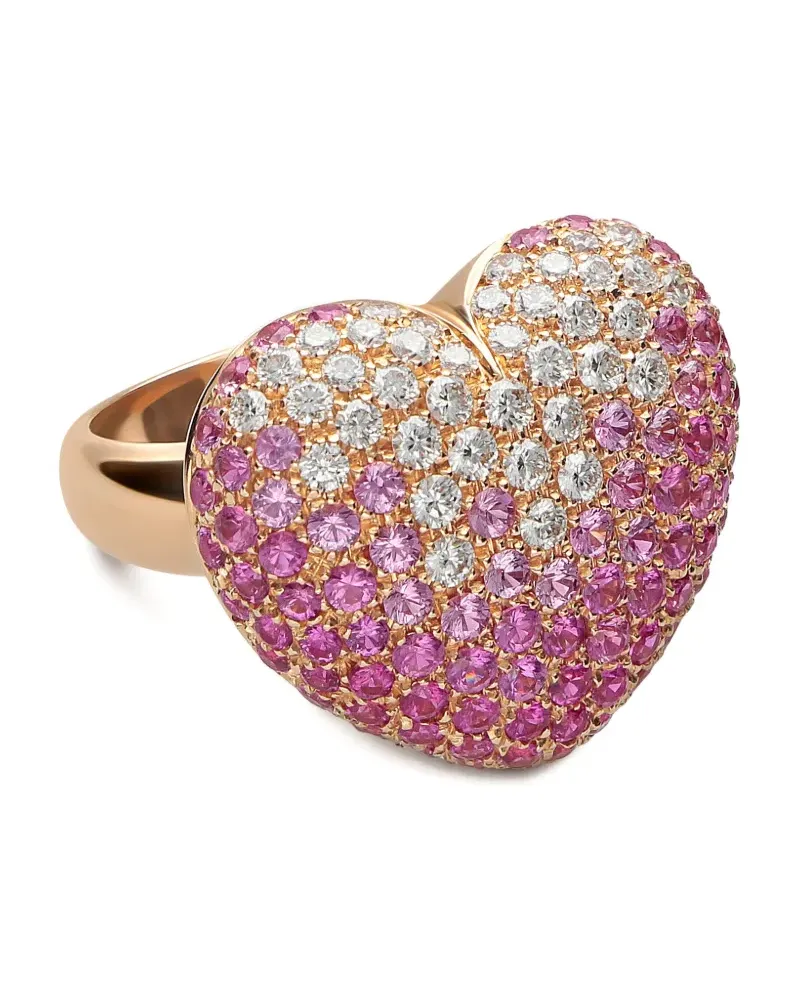 LEO PIZZO 18kt Amore Rotgoldring mit Diamant und Saphir - Rosa Rosa