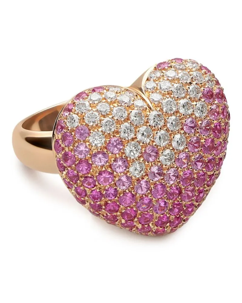 LEO PIZZO 18kt Amore Rotgoldring mit Diamant und Saphir - Rosa Rosa