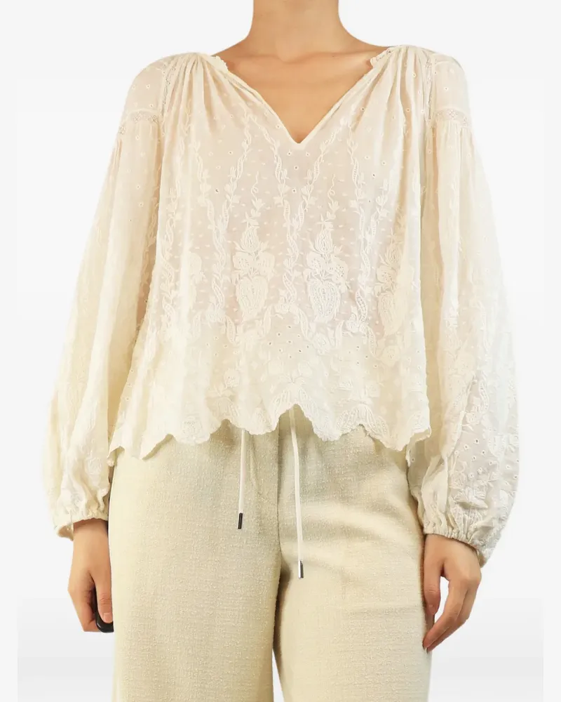 Ulla Johnson broderie anglaise cotton blouse - Nude Nude