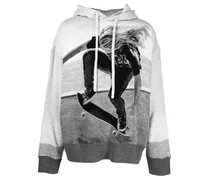 Hoodie mit Skater-Print - Grau