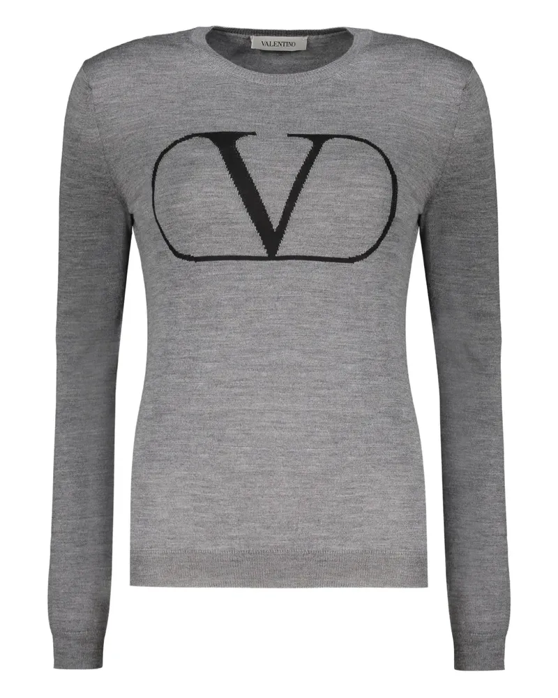 Valentino Garavani Intarsien-Pullover mit Logo - Grau Grau