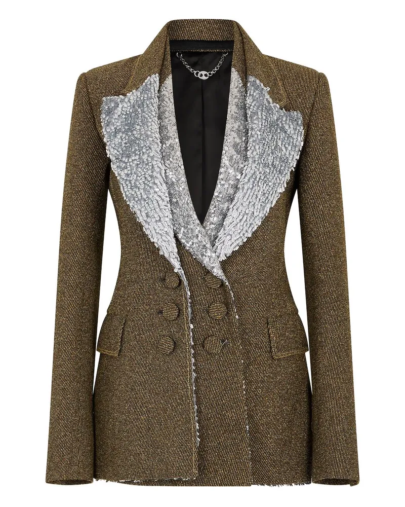 Paco Rabanne Blazer im Layering-Look mit Pailletten - Grün Grün