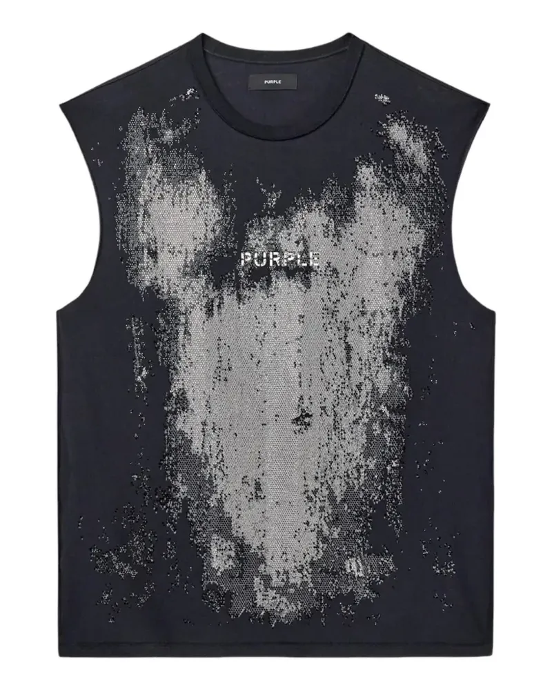 PURPLE BRAND Texturierte Worn Crystals Weste mit Hotfix-Detail - Schwarz Schwarz