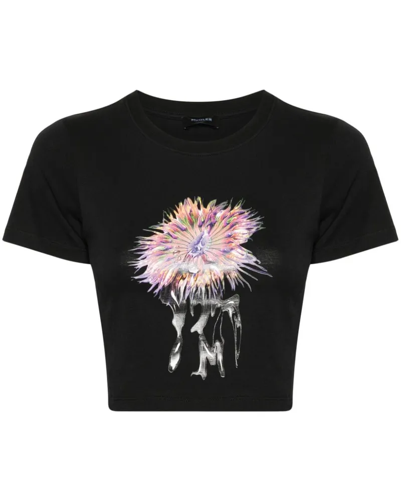 Thierry Mugler Anemone Cropped-T-Shirt Schwarz