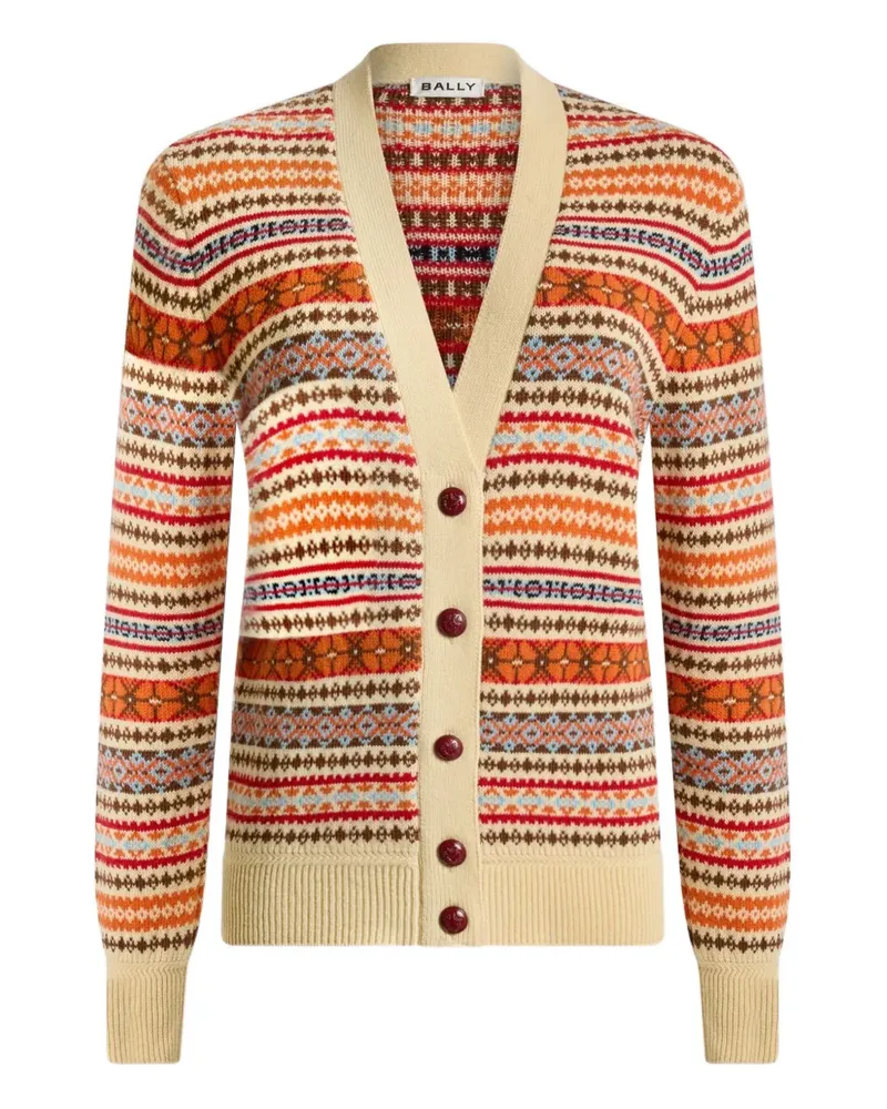 Bally Gerippter Cardigan mit geometrischem Motiv - Gelb Gelb