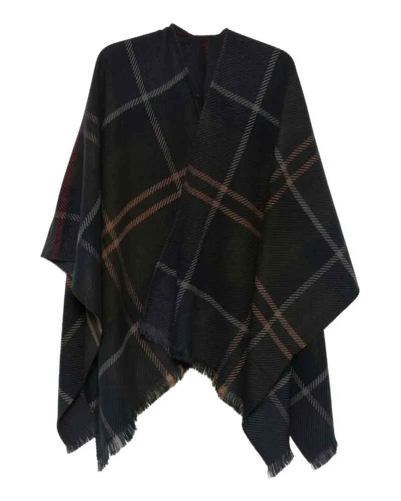 Barbour Shadow Classic Tartan fringed poncho - Blau Blau