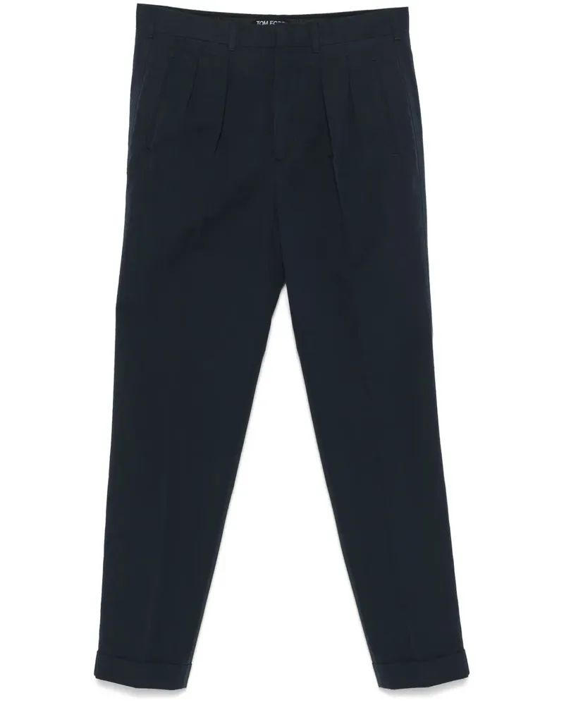 Tom Ford Chino aus Popeline - Blau Blau