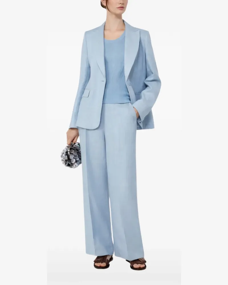 Max Mara Einreihiges Sakko aus Leinen - Blau Blau