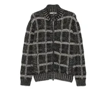 Karierter Cardigan - Schwarz