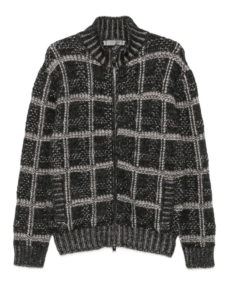 Canali Karierter Cardigan - Schwarz Schwarz