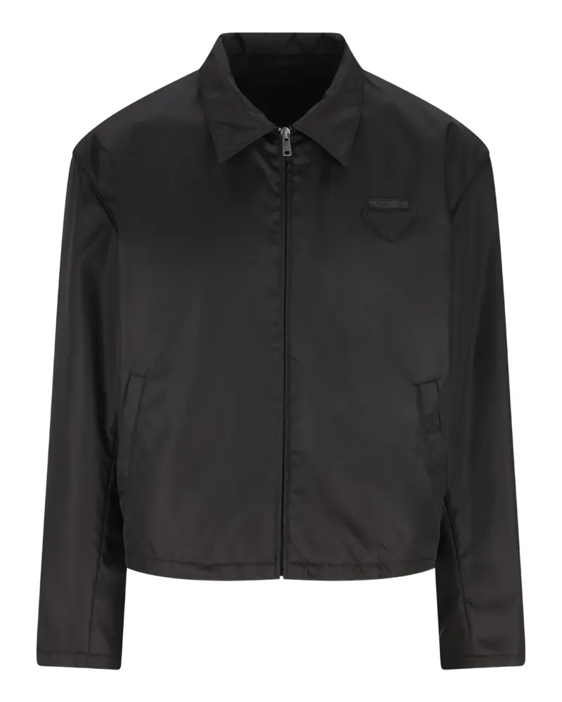 Prada Cropped-Jacke mit Logo - Schwarz Schwarz