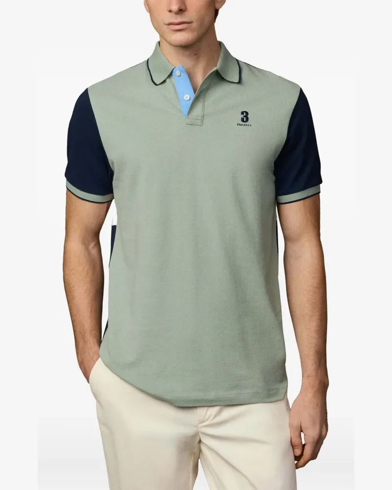Hackett Piqué-Poloshirt in Colour-Block-Optik - Grün Grün